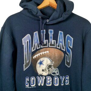 Vintage 1990s Dallas Cowboys Sweatshirt S Hooded Blue NFL Chill Hoodie Football